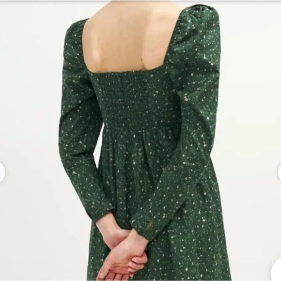 Reformation Dark Green Floral Long Sleeve Dress - Picture 2 of 2
